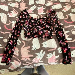 Urban Renewal Remnants Floral Velvet Long Sleeve Shirt